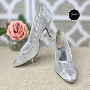 Dolce by Pierre Vintage Rare Silver Fabric Mesh Heels Size 7